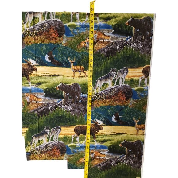Bringing Nature Home Scenic Wildlife Fabric Panel Wolves Bears Foxes Moose - Picture 8 of 14